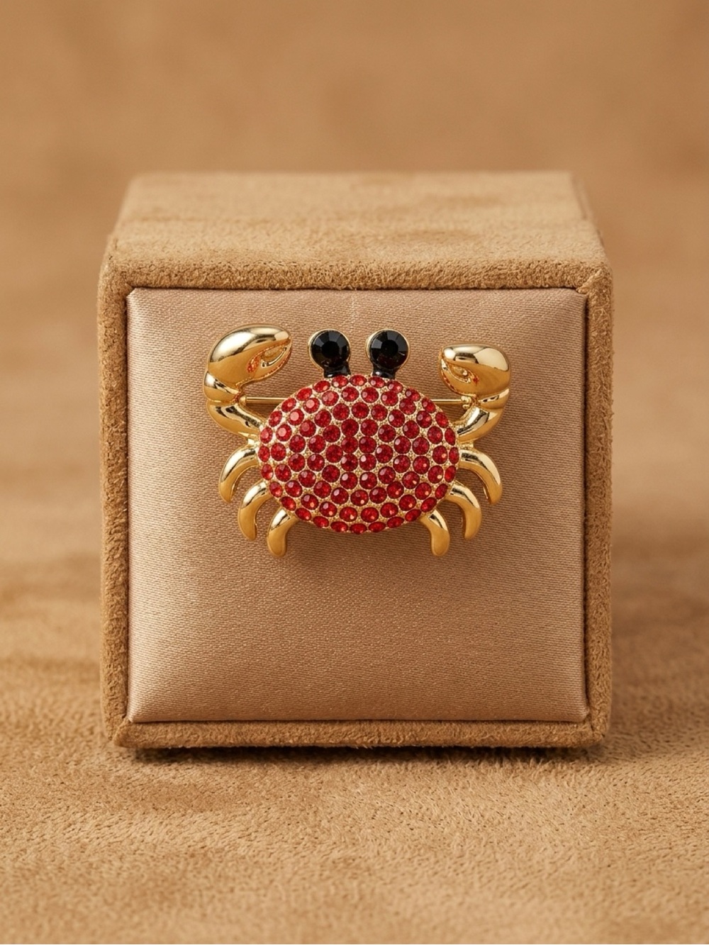 kate spade Gold-Tone Crab Brooch with Red Crystal Body